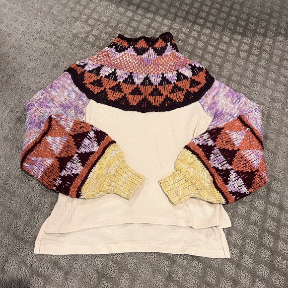 Free People Cream Poppy Fleece Pullover - Picture 2 of 2